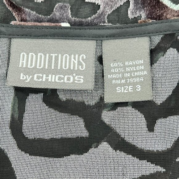 🖤Chic Sheer Burnout Velvet Blouse by Additions by Chico's  Black Brown Size 3🖤 - Picture 6 of 14